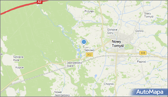 mapa Sękowo, Sękowo gmina Nowy Tomyśl na mapie Targeo